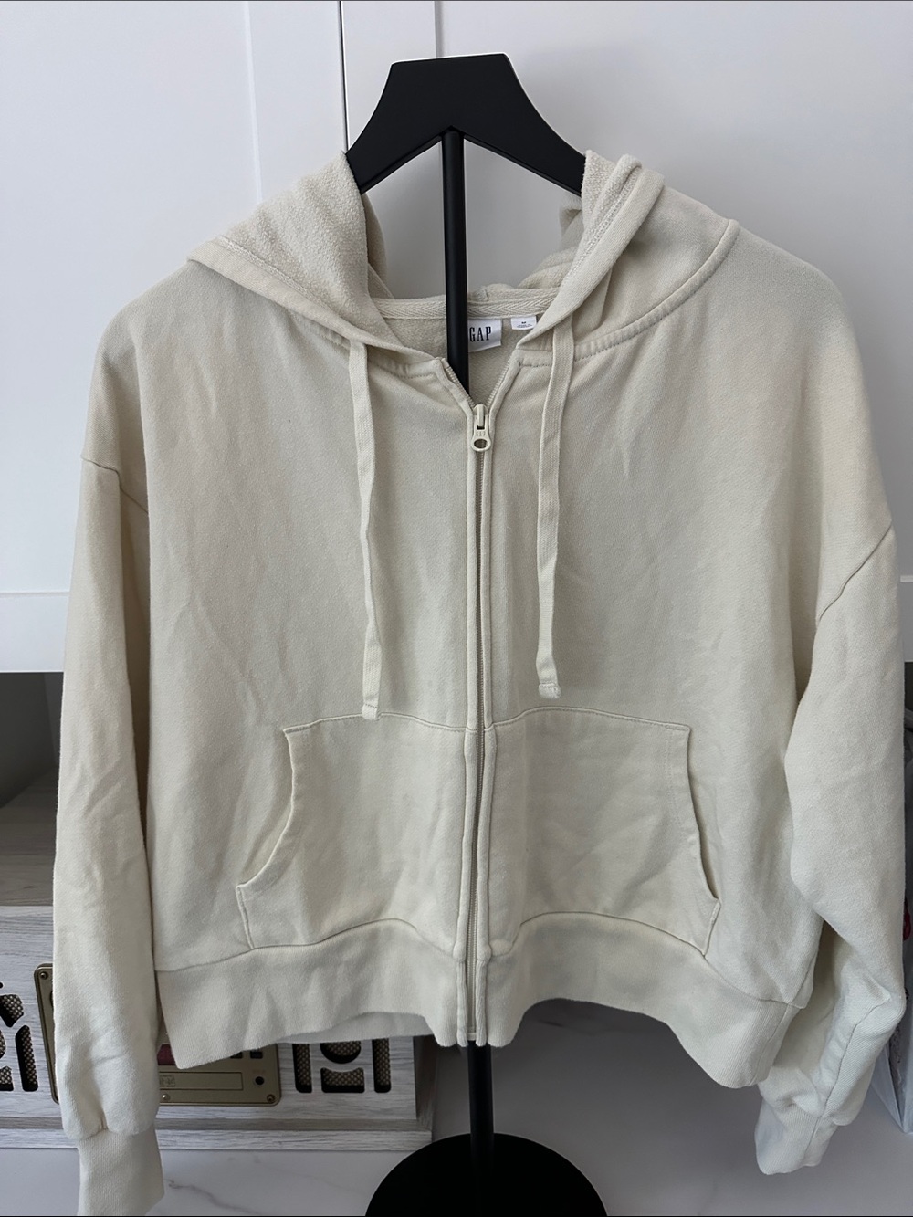 GAP Cream Full-Zip Hooded Sweatshirt